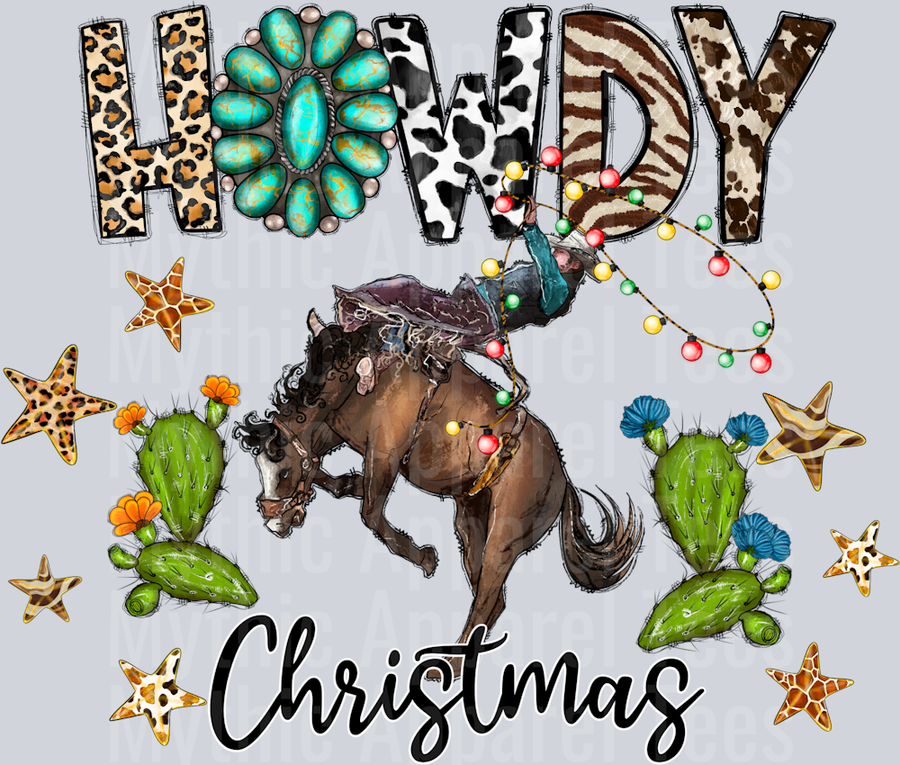 Howdy Christmas Horse Cactus Western