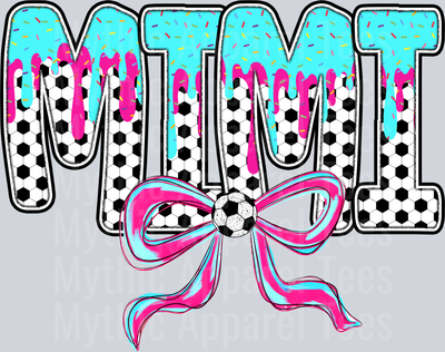 MIMI Soccer Drip Name With Bow DTF Soccer Transfers