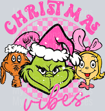 Retro Christmas Vibes Grinc pink