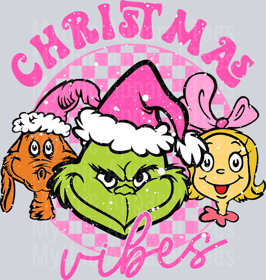 Retro Christmas Vibes Grinc pink