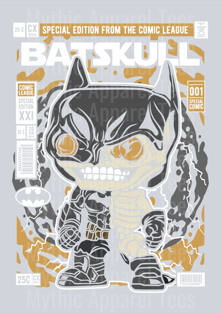 Bat Skull Comic Book Cover STYLE DTF Pop Culture Transfers