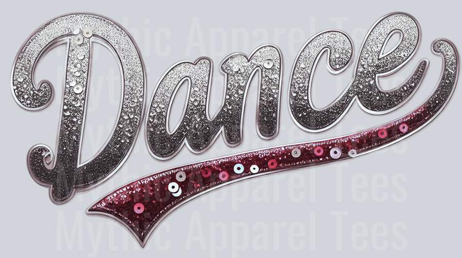 Dance Swoosh Sequins Maroon DTF Dance Swoosh Transfers