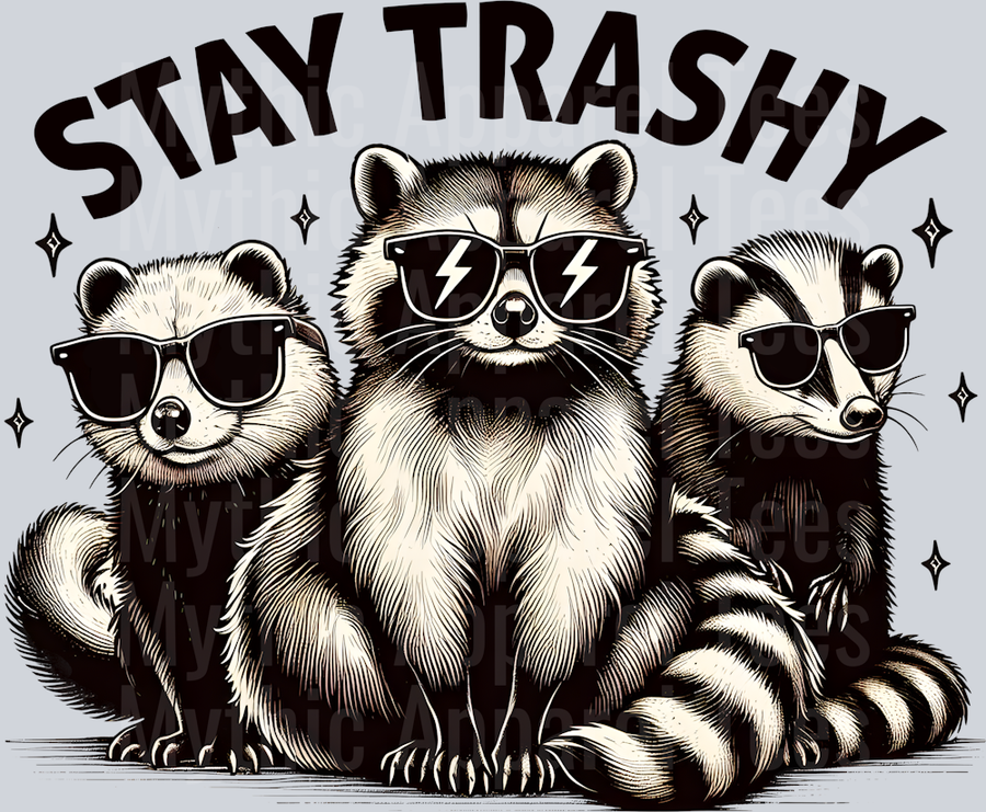 Stay Trashy Racoon gang DTF Racoon Transfers