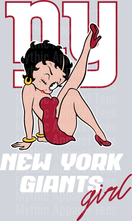 New York Giants Girl Betty Boop DTF NFL Transfers