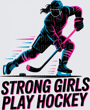 Ice Hockey Strong Girls Play Hockey Female Player Pink Blue