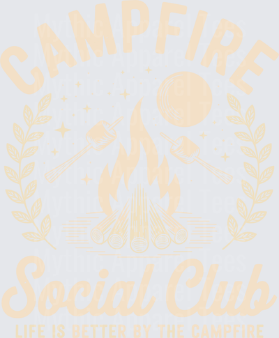 Campfire Social Club Life Is Better By The Campfire Marshmallow Roasting Moon Laurel Wreath Badge