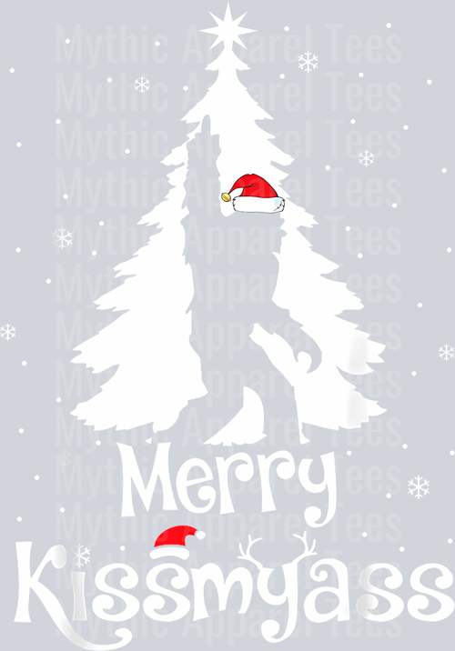 1 Merry Kissmyass Funny Bigfoot Yeti Sasquatch Christmas Tree T-Shirt