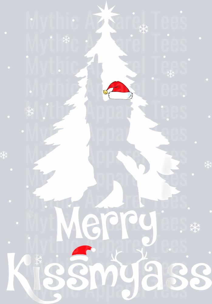 1 Merry Kissmyass Funny Bigfoot Yeti Sasquatch Christmas Tree T-Shirt