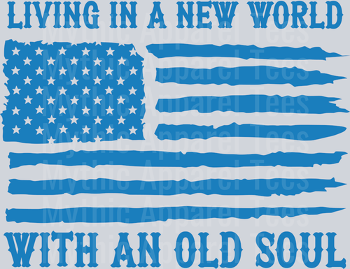 Living in a new world with an old soul american flag blue Western