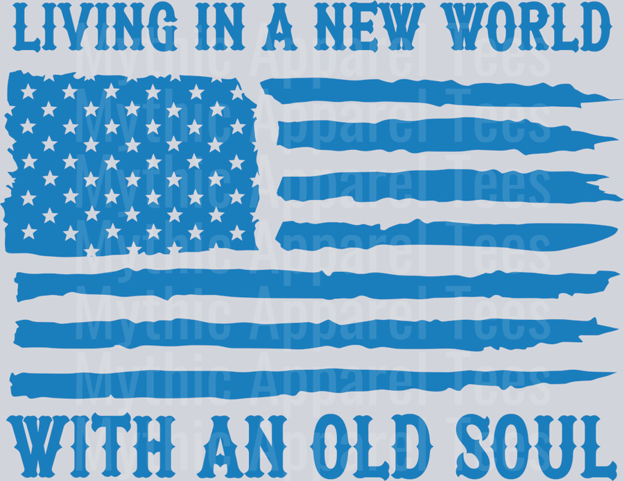 Living in a new world with an old soul american flag blue Western