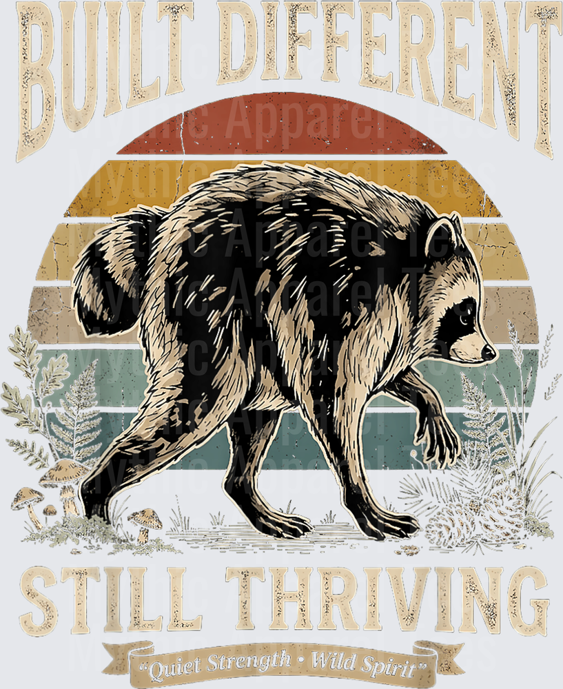 Jimothy Built Different Still Thriving Raccoon Vintage Sunset