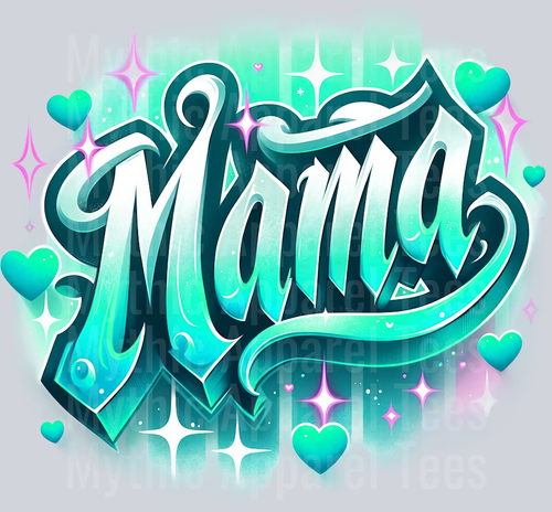 Mama Airbrushed Mint DTF MOM Transfers