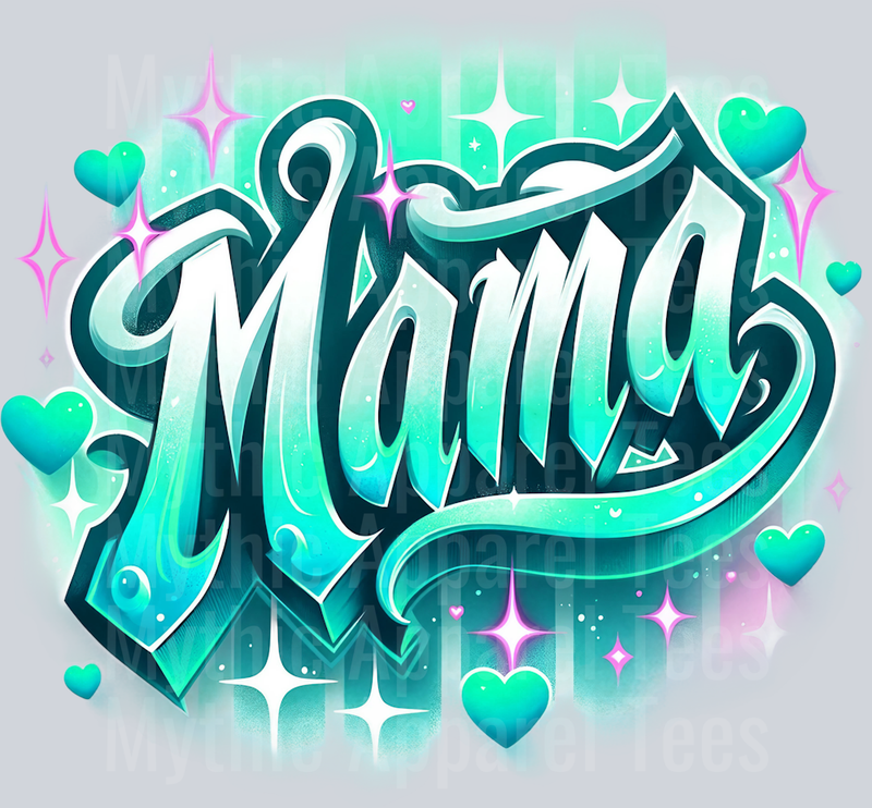 Mama Airbrushed Mint DTF MOM Transfers