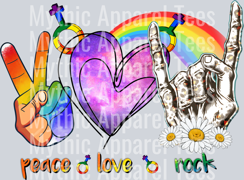 Peace Love Rock Rainbow LGBTQ+ Transfer