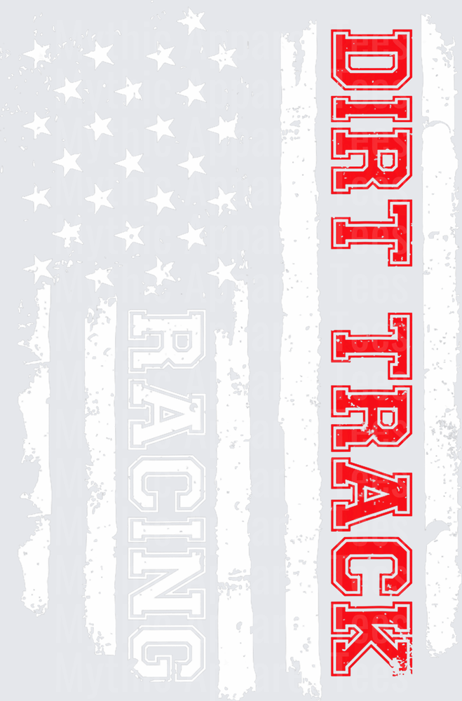 Dirt Track Racing Distressed American Flag Vertical Bold Red Varsity Letter Design