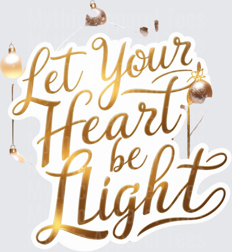 Christmas Let Your Heart Be Light Gold Script Ornaments