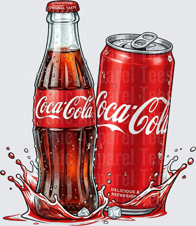 Coke Classic Glass Bottle and Can with Ice Splash