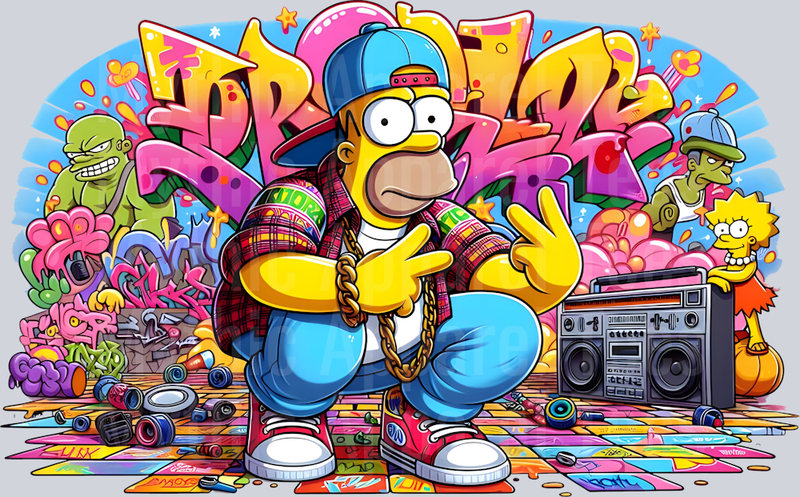Homer Simpson Graffiti DTF Pop Culture Transfers