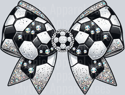 Soccer Bow Glitter Rhinestones School Spirit & Sports