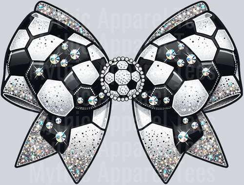 Soccer Bow Glitter Rhinestones School Spirit & Sports