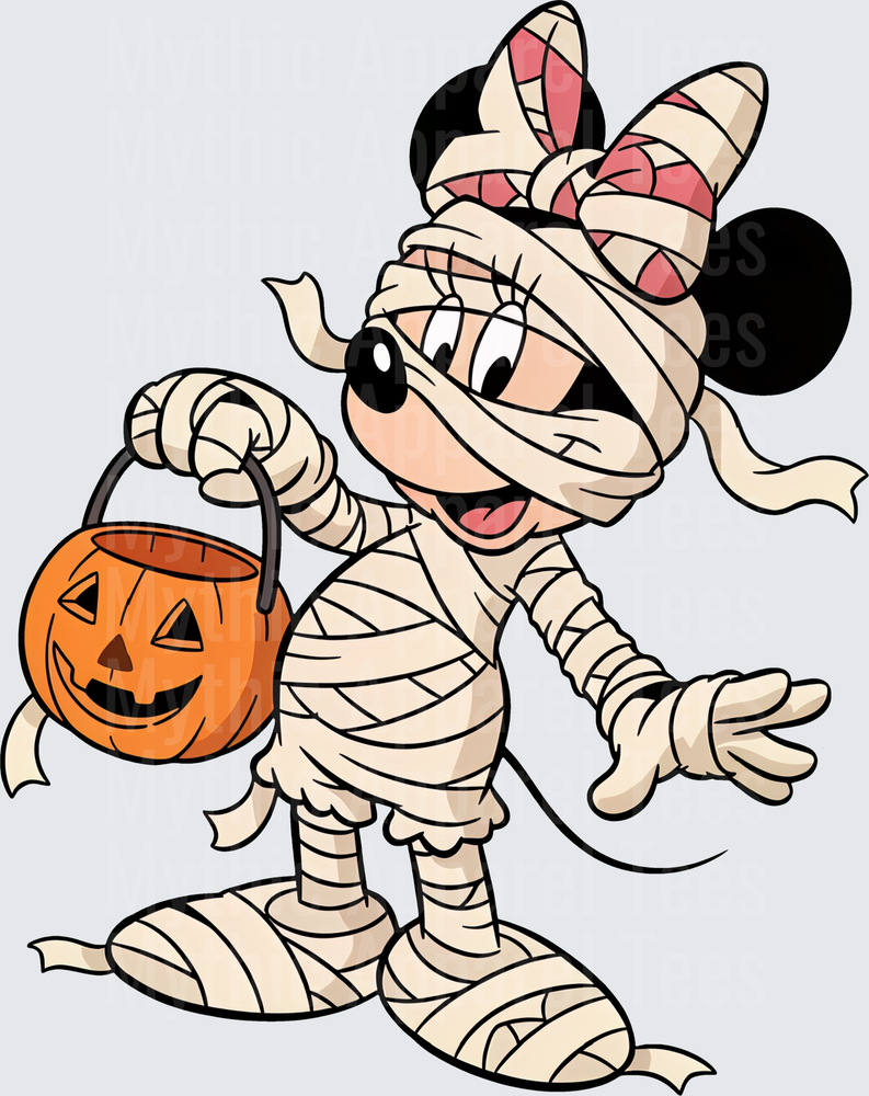 Minnie Mouse Mummy Halloween Trick or Treat Jack-o-Lantern Pumpkin Bucket