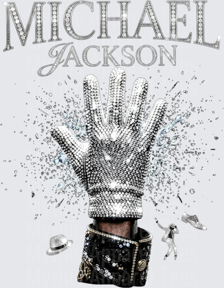 Michael Jackson Iconic Rhinestone Glove Explosion With Diamond Text Fedora Hat And Signature Dance Pose