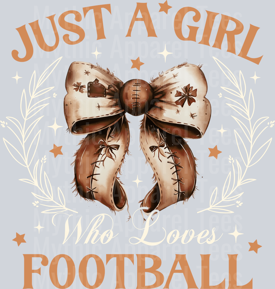 Just A Just a girl who loves football with a bow  DTF Football Transfers