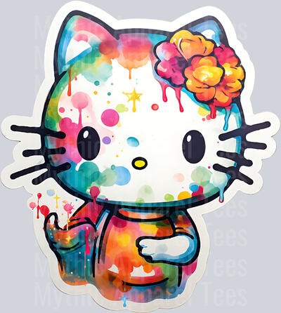 Paint blotches HK Hello Kitty Flowers