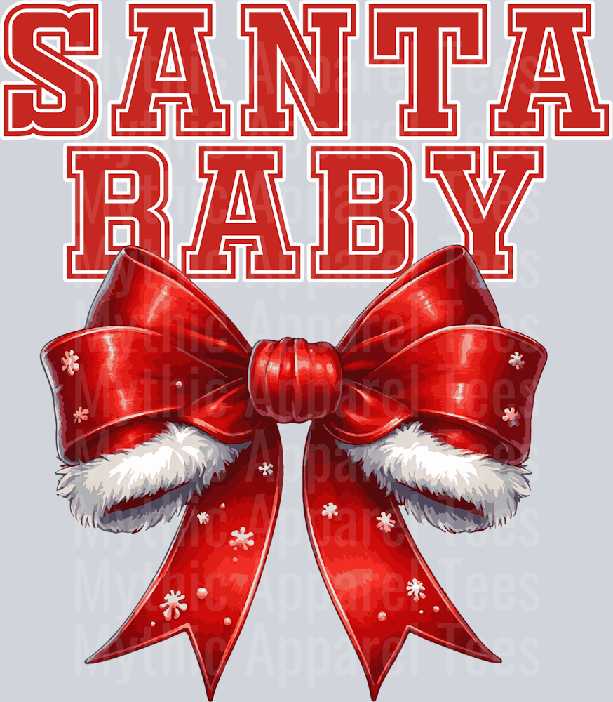Santa Baby Red and white ribbon DTF Christmas Transfers