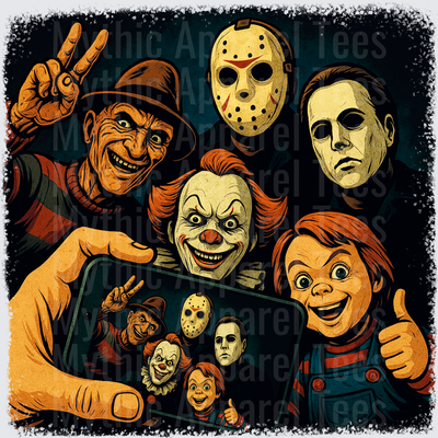 Classic Horror Icons Group Selfie Freddy Krueger Jason Voorhees Michael Myers Pennywise Chucky