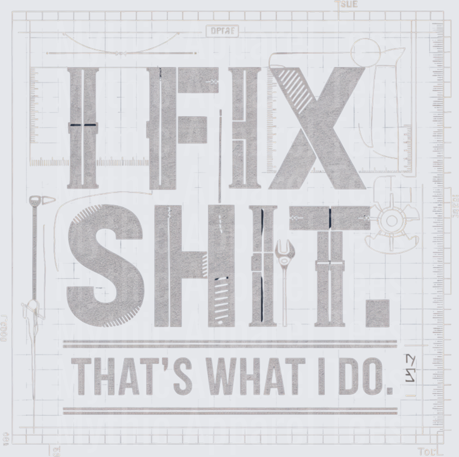 I Fix Shit That's What I Do Blueprint Style Typography with Tools