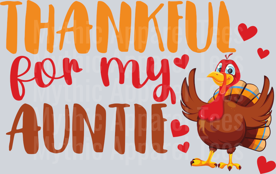 Thankful For My Auntie Aunt DTF Thanksgiving Transfers