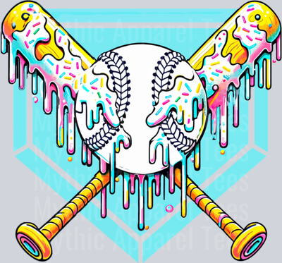 Baseball Drip For Boys Ice Cream Drip Youth Boys Baseball DTF Baseball Transfers
