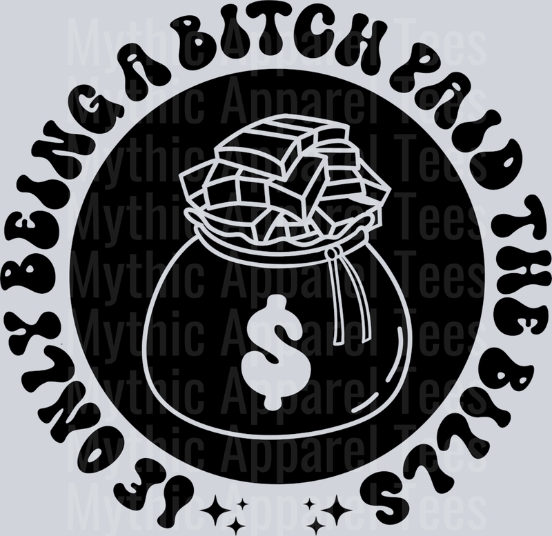 If Only Being A Bitch Paid The Bills Pocket Pocket Funny Wavy Retro Words Black