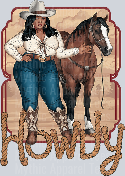 Howdy Cowgirl with Horse DTF Western Girl Transfers