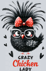 Crazy Chicken Lady, Chicken Transfers, Animal Lovers, Farmhouse Style, DTF Chicken Design