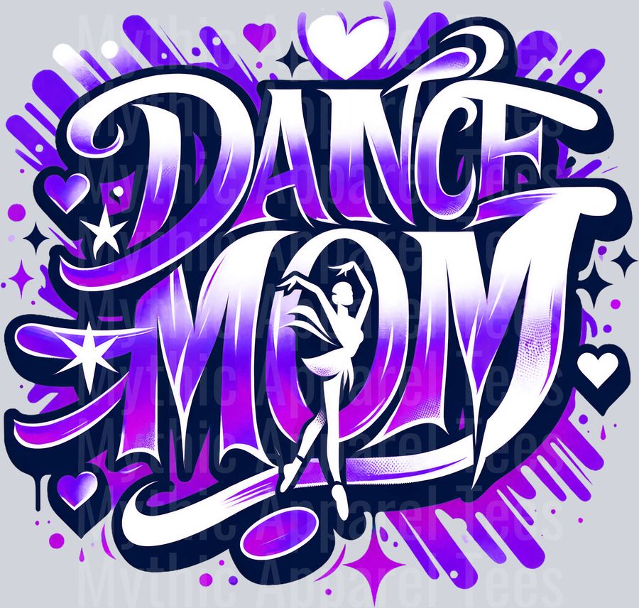 001 Dance Mom 1 Airbrushed Purple DTF Dance Mom Transfers