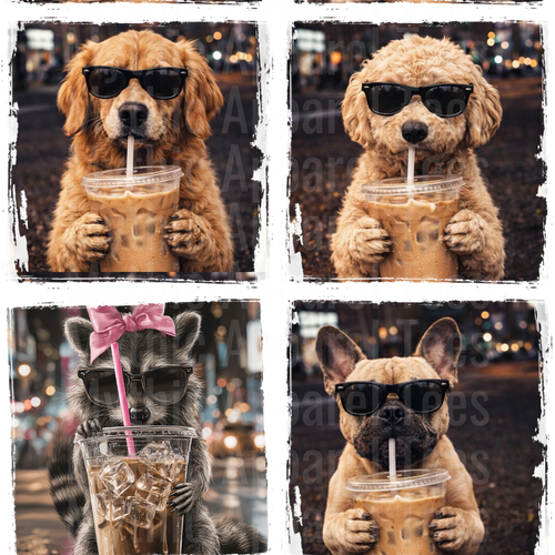 DOG COFFEE GANG SHEET 10 FULL SIZE IMAGES