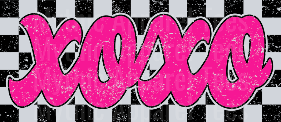 XOXO Pink Checkered Pattern Style Combo Valentines Day Design
