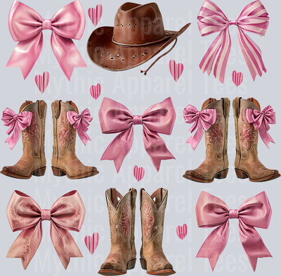Boots and Cowgirl Hat Cowgirl Western Southern Girl Pink