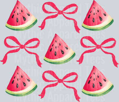 Watercolor Watermelon Bow bows and pink bows DTF Summer Transfers