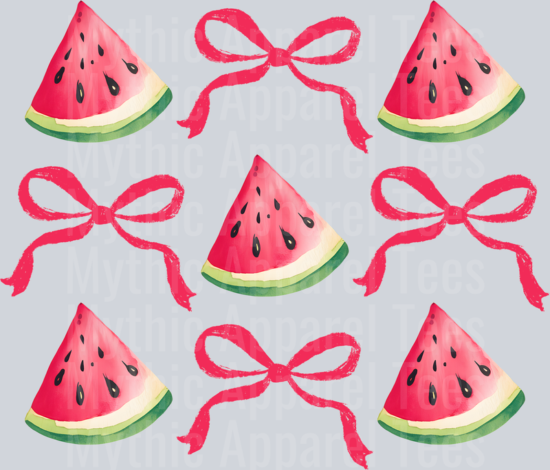 Watercolor Watermelon Bow bows and pink bows DTF Summer Transfers