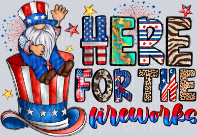 Here For The Fireworks 4th of july DTF Patriotic Transfers