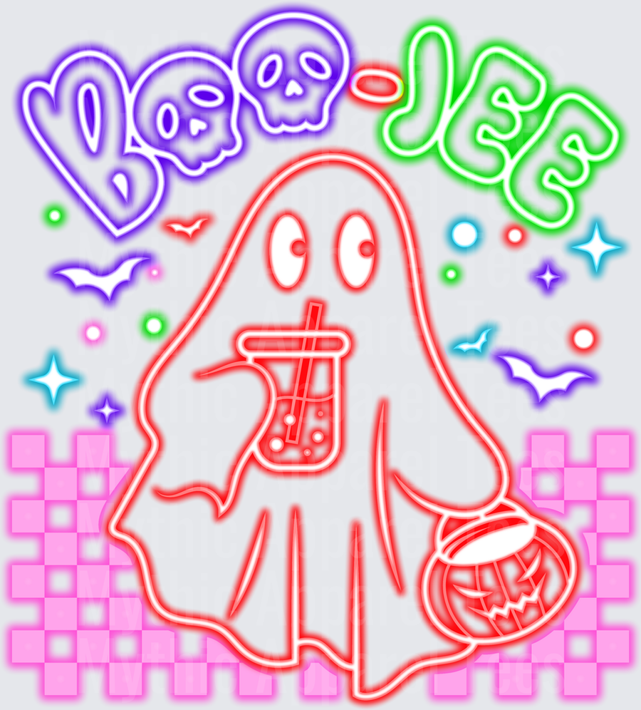 Halloween Boo Jee Neon Ghost Boba Tea Jack-o-Lantern