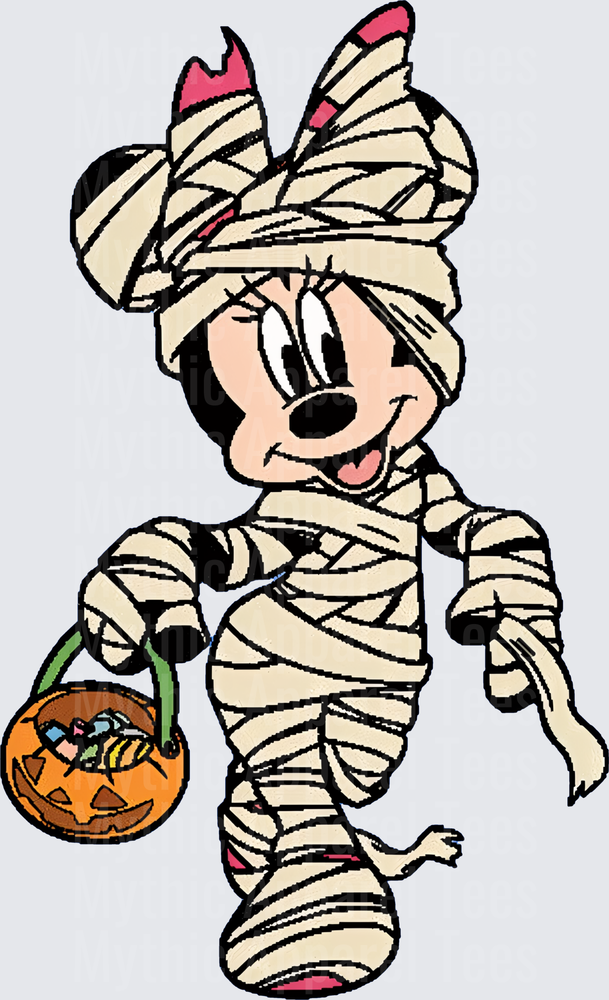 Minnie Mouse Mummy Halloween Trick or Treat Jack-o-Lantern Candy Basket