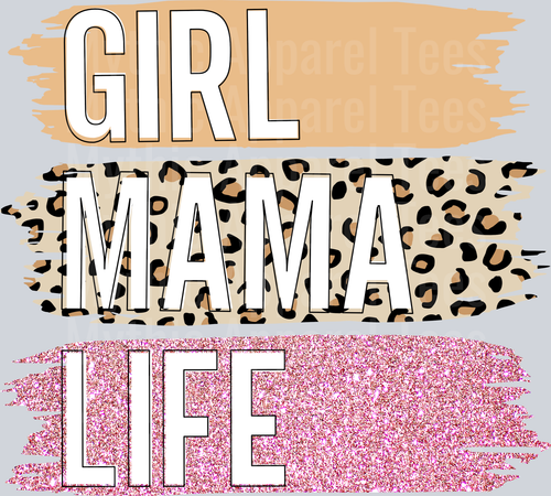 Girl mama life gold Print and Glitter DTF Mom Transfers
