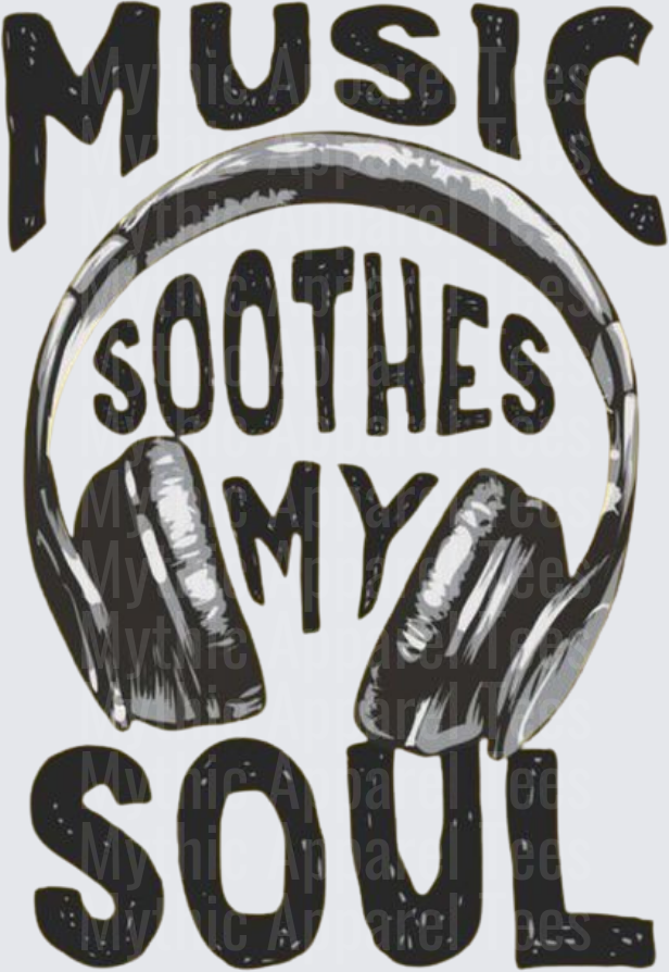 Music Soothes My Soul Headphones Bold Distressed Graphic