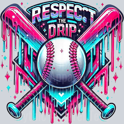 Respect The Drip Baseball Home Plate Ice Cream Dripping DTF Baseball Transfers