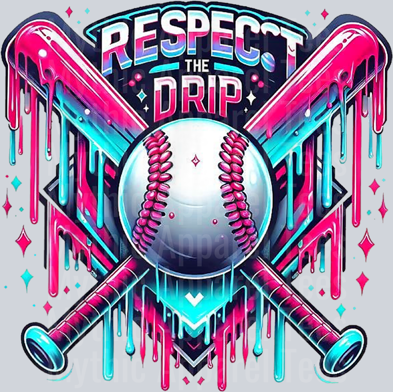 Respect The Drip Baseball Home Plate Ice Cream Dripping DTF Baseball Transfers