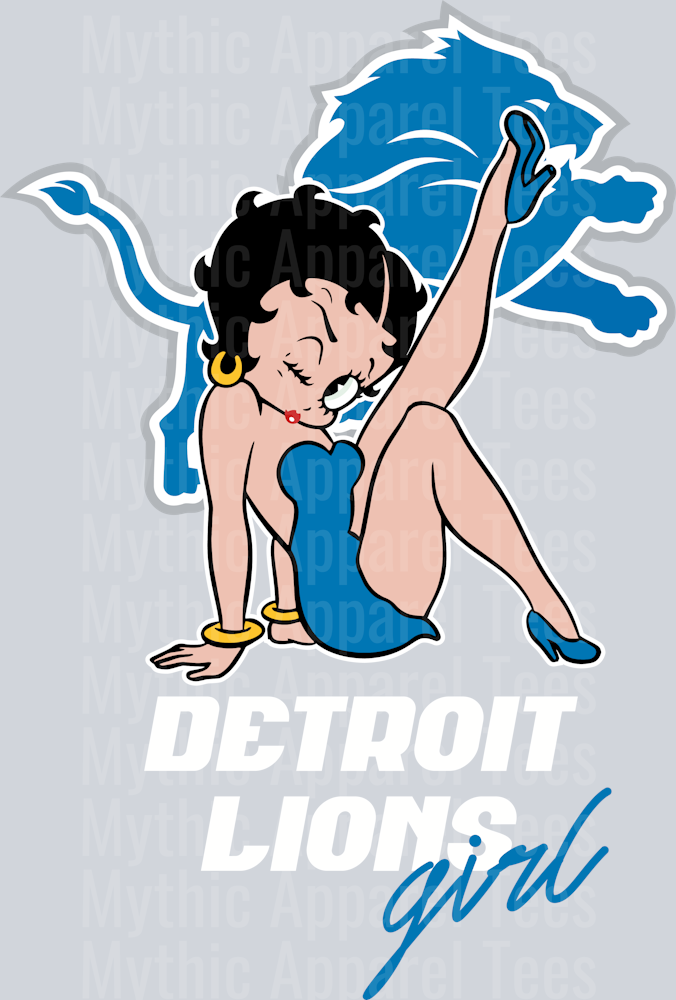 Detroit Lions Girl Betty Boop DTF NFL Transfers